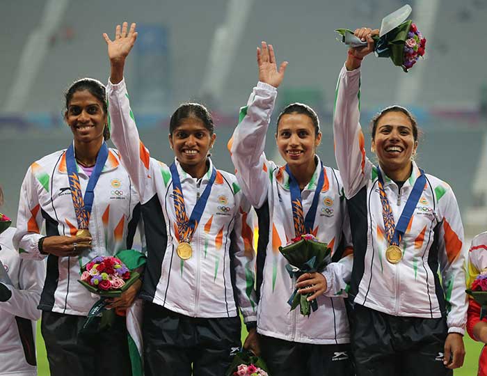 MR Poovamma wins gold in 400 mts relay